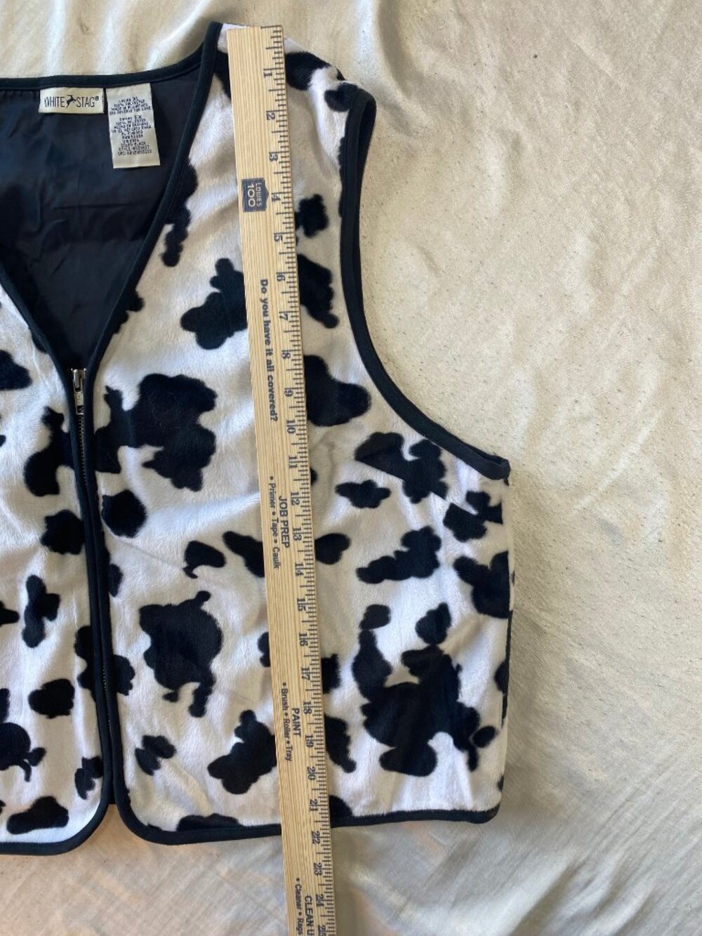 White Stag Vintage Cow Print Zip Vest Ladies XL Faux Fur Animal Pattern Y2K - Picture 9 of 10